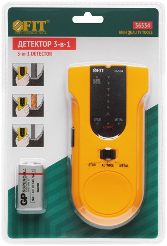 Детектор напряжения, деревянных и металлических балок (3 в 1) FIT 56534
