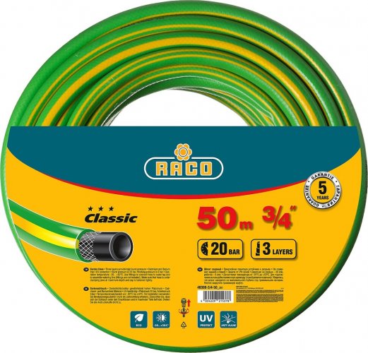 Поливочный армированный 3-х слойный шланг RACO CLASSIC 3/4"x50м 40306-3/4-50_z01