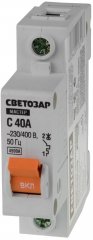 Автоматический выключатель СВЕТОЗАР 1п, "C", 230/400В, 49060-40-C