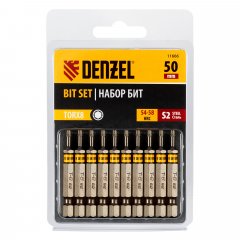 Бита TX 8х50, сталь S2, шестигранный профиль, 10 шт. Е 6,3 Denzel 11666