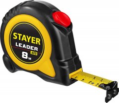 Рулетка STAYER LEADER 8м / 25мм с автостопом в ударостойком обрезиненном корпусе 3402-08-25_z01