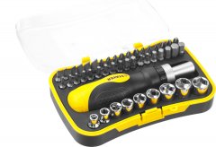 Реверсивная отвертка с битами и торцевыми головками 46шт STAYER MASTER ТECHNO 25084-H46