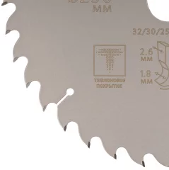 Диск пильный по дереву с тефлоновым покрытием 36Т, plus, 250 х 1,8/2,6 х 32/30/25,4/20 мм CUTOP 75-25036Т