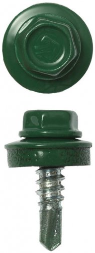 Саморезы ЗУБР для крепления кровельных материалов к деревянной обрешетке, цвет RAL 6002 зеленый лист, оцинкованный, 5,5x19мм, 2500шт 4-300310-55-019-6002