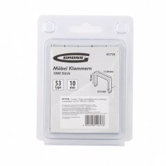 Скобы, 10 мм, для мебельного степлера, усиленные, тип 53, 1000 шт Gross 41710