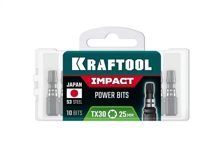 KRAFTOOL Impact TX 30, 25 мм, 10 шт, ударные биты (26195-30-25-S10)