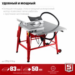 Напольный распиловочный станок ЗУБР со станиной и удлинителем, 2200 Вт СРЦ-315су