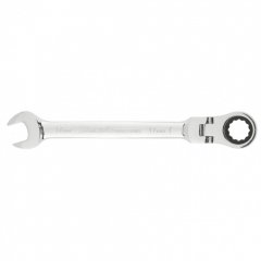 Ключ комбинированный трещоточный, 17 мм, CrV, шарнирный, зеркальный хром Matrix Professional 14869