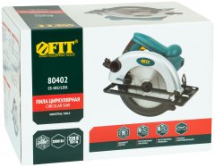 Пила дисковая 1200 Вт; 5000 об/мин; 185/20 мм; 3,4 кг; жел. опора; рез. накл.; б/с щеток; блок шпинд.; коробка FIT 80402