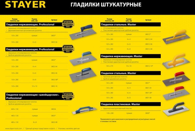Гладилка пластиковая, 130х280 мм, STAYER 0809