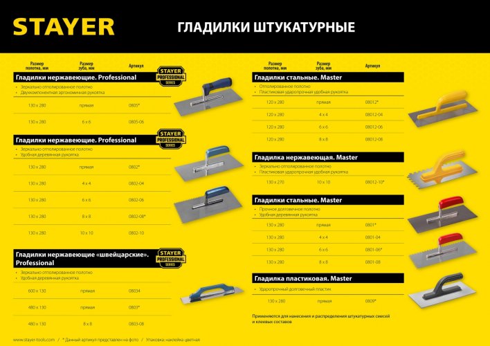 Гладилка пластиковая, 130х280 мм, STAYER 0809