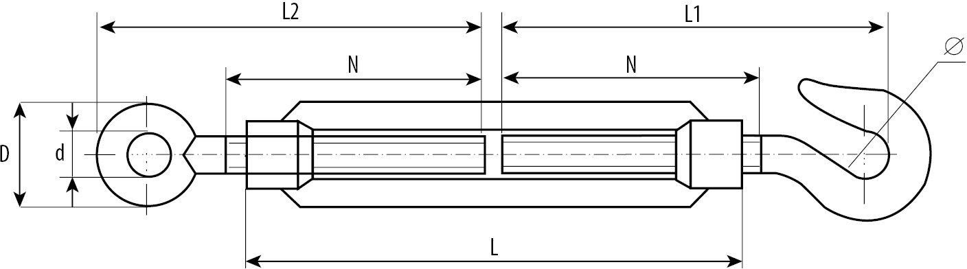 Талреп крюк-кольцо DIN 1480 (М5; ТФ6) ЗУБР 4-304356-05