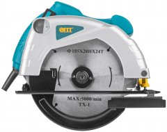 Пила дисковая 1200 Вт; 4500 об/мин; 185/20 мм; 3,0 кг; жел. опора; рез. накл.; коробка FIT 80403