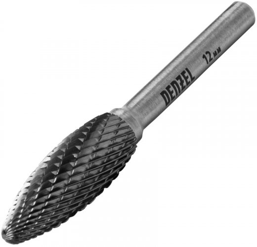 Борфреза по металлу твердосплавная, элипсообразная, тип-H, 12 мм Denzel 72063