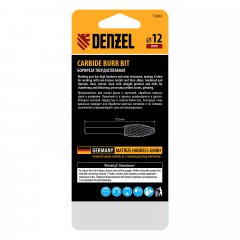 Борфреза по металлу твердосплавная, элипсообразная, тип-H, 12 мм Denzel 72063