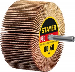 Круг шлифовальный лепестковый на шпильке STAYER P60, 80x40 мм 36609-060