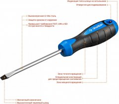 Слесарная отвертка ЗУБР Cr-Mo сталь 2к рукоятка магнитный наконечник SL5 x 100 мм Проф 25231-5