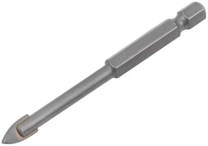 Сверло по кафелю и стеклу, шестигранный U-хвостовик под биту 6х75 мм КУРС 35464