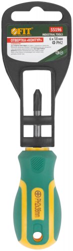 Отвертка "Контур", CrV сталь, прорезиненная ручка 6х38 мм РН2 FIT 55196