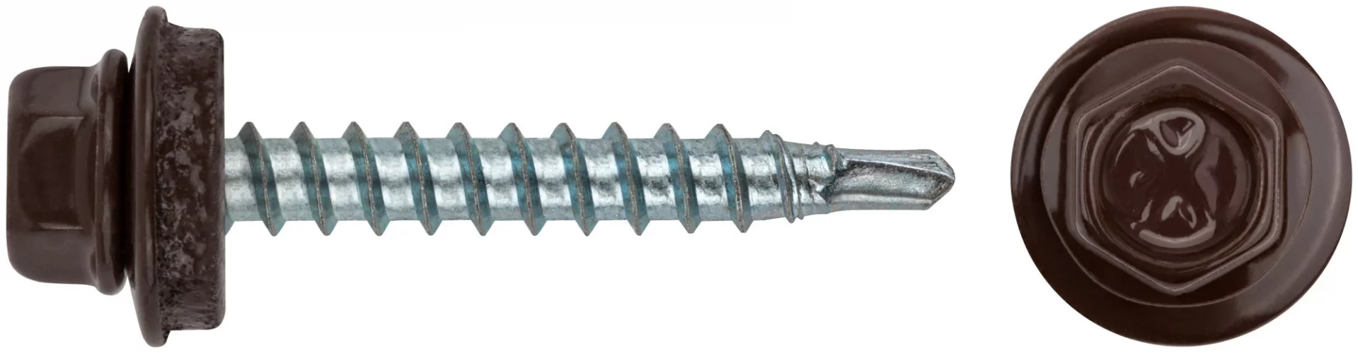 Шурупы кровельные со сверлом 4.8 х 32 RAL 8017 коричневый (фасовка 250 шт.) XВАТ 23567-4