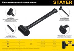 Цельнолитой безынерционный молоток STAYER 900 г, 50 мм 2042-900