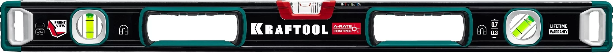 Магнитный сверхпрочный уровень KRAFTOOL A-RATE Control с зеркальным глазком, 800 мм 34988-80