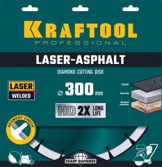 Диск алмазный отрезной по асфальту KRAFTOOL Laser-aphsfalt (300х25.4/20 мм, 10х3.2 мм) 36687-300