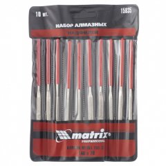 Набор надфилей алмазных 140 х 70 х 3 мм, 10 шт Matrix 15835