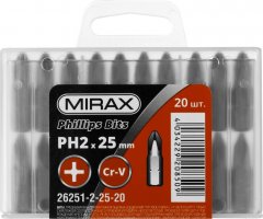 Биты PH№2, тип хвостовика C 1/4", длина 25 мм, 20 шт MIRAX 26251-2-25-20