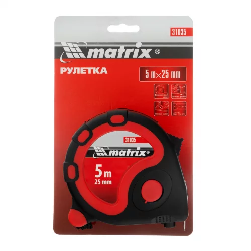 Рулетка Status 3 fixations,5 м х 25 мм,двухкомпонентный корпус,3 фиксации ленты Matrix 31035