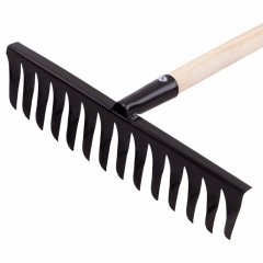 Грабли стальные, 350 х 1300 мм, 14 витых зубьев, деревянный черенок, Россия, Сибртех 61768