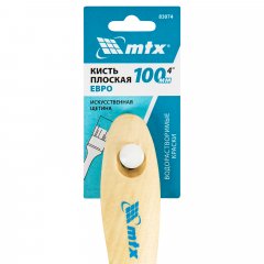 Кисть плоская "Евро" 4", искусственная щетина, деревянная ручка MTX 83074