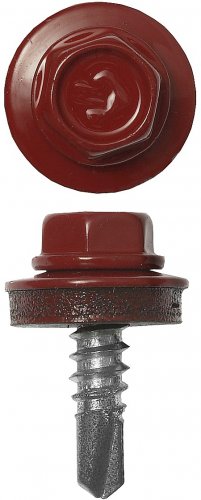 Саморезы ЗУБР для крепления кровельных материалов к деревянной обрешетке, цвет RAL 3003 рубиново-красный, оцинкованный, 5,5x25мм, 1800шт 4-300310-55-025-3003