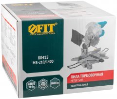 Пила торцовочная 1400 Вт; 4500 об/мин; 210/30 мм; 6,5 кг; рез. накл.; б/с щеток; блок шпинд.; коробка FIT 80415