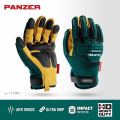 KRAFTOOL PANZER р.L (9), профессиональные комбинированные перчатки, виброзащита, увеличенные противоударные накладки (11298-L)