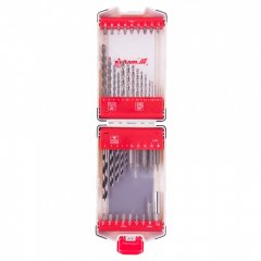 Набор сверл комбинированный, сверла по металлу 1-6 мм, бетону 4-8 мм, дереву 3-8 мм, биты 22 шт, адаптер, 44 предмета, Pro Matrix 725644