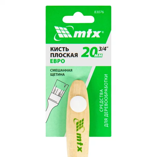 Кисть плоская "Евро" 3/4", смешанная щетина, деревянная ручка MTX MATRIX 83076