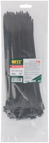 Хомуты нейлоновые для проводов, черные 100 шт., 4,8х250 мм FIT 60355