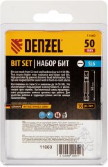 Бита SL6,0х50, сталь S2, шестигранный профиль, 10 шт. Е 6,3 Denzel 11660