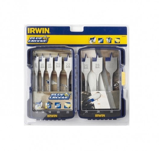 Набор сверл по дереву BLUE GROOVE, диаметр 12, 16, 18, 20, 22, 25, 28, 32 мм, длина 152 мм, хвостовик шестигр, 8шт, IRWIN, ( 10506629 )