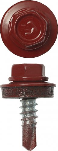 Саморезы для крепления кровельных материалов к метал. конструкциям ЗУБР цвет RAL 3003 рубиново-красный, оцинк., 5,5x19мм, 500шт 4-300315-55-019-3003