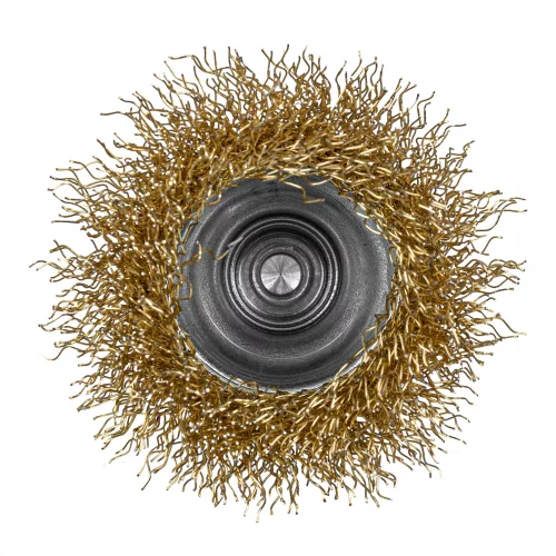 Щетка для дрели, 50 мм, "чашка" со шпилькой, латунированная витая проволока Matrix 74475