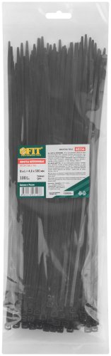 Хомуты нейлоновые для проводов, черные 100 шт., 4,8х300 мм FIT 60356