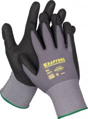 Нейлоновые перчатки KRAFTOOL Expert, р. XL, вспененное нитриловое покрытие 11285-XL