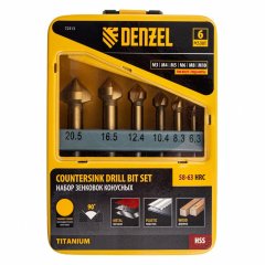 Набор зенковок, HSS, M3-M10, 6 шт, металл. кейс  Denzel 72313