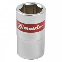 Головка торцевая, 15 мм, шестигранная, CrV, под квадрат 1/2, хромированная Matrix 13115