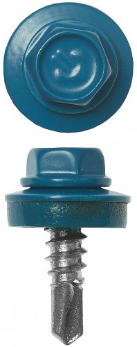 Саморезы ЗУБР для крепления кровельных материалов к деревянной обрешетке, цвет RAL 5009 небесно-голубой, оцинкованный, 5,5x25мм, 1800шт 4-300310-55-025-5009