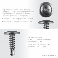 ЗУБР ПШМ-С 14 х 4.2 мм, Саморез с пресс-шайбой и сверлом, цинк, 16.4 кг (4-300210-42-014)