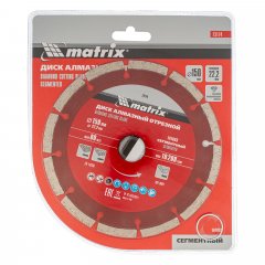 Диск алмазный, отрезной сегментный, 150 х 22.2 мм, сухая резка Matrix Professional 73174