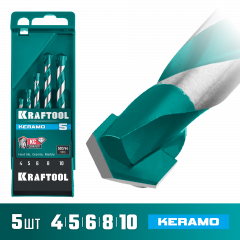 Набор сверл по керамограниту KRAFTOOL Keramo 5 шт, 4-5-6-8-10 мм 29175-H5